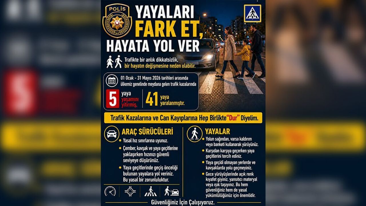 Polisten 'Trafikte yayaları fark et, hayata yol ver' çağrısı: