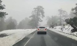 Trodos Dağları'nda mayıs ayında kar sürprizi