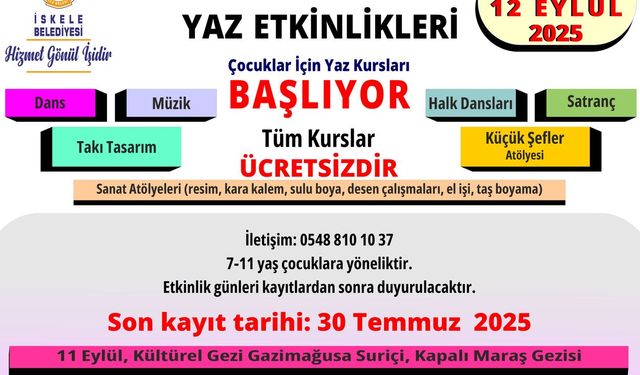 İskele Belediyesi çocuklara yönelik yaz etkinlikleri düzenleyecek