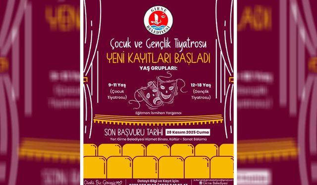 Girne Belediyesi Çocuk ve Gençlik Tiyatrosu için yeni kayıt dönemi başladı