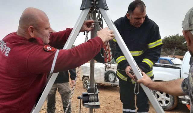 Kuyuya düşen av köpeği itfaiye ekipleri tarafından kurtarıldı