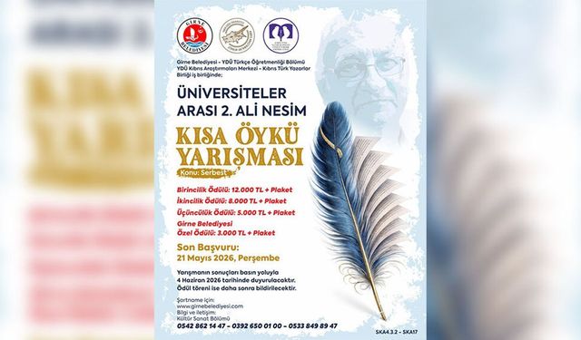 'Üniversiteler Arası 2. Ali Nesim Kısa Öykü Yarışması' başvuruları başladı
