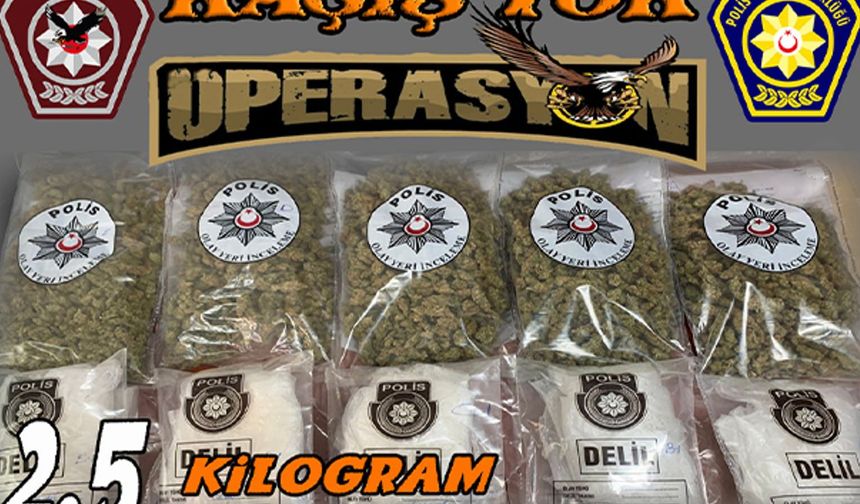 Polis 2.5 kilo uyuşturucu ele geçirdi