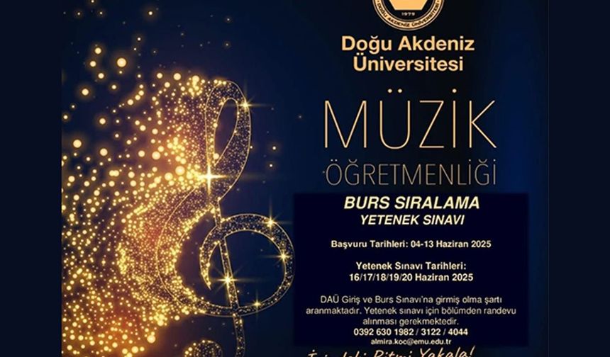 DAÜ Müzik Öğretmenliği lisans programı için burs sıralama yetenek sınavı yapılacak