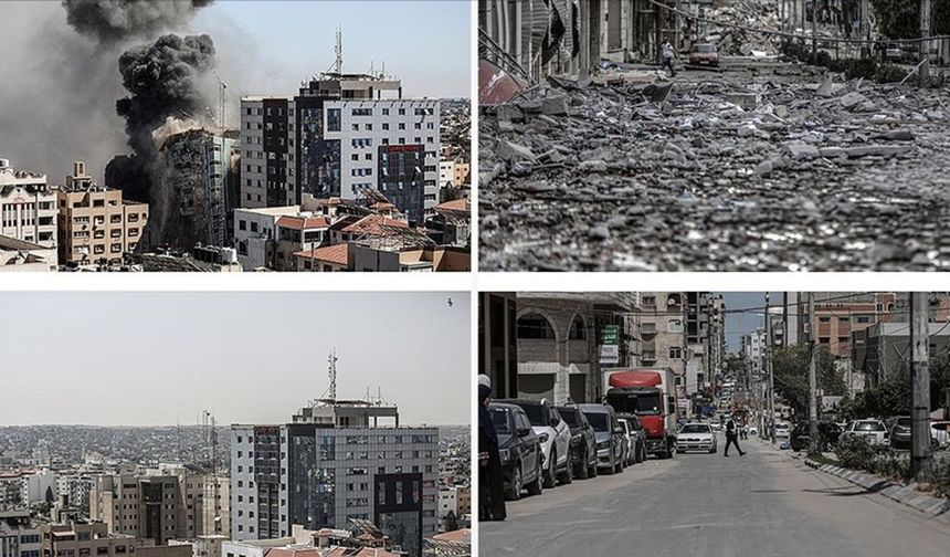Gazze’de İsrail’in neden olduğu yıkım havadan görüntülendi