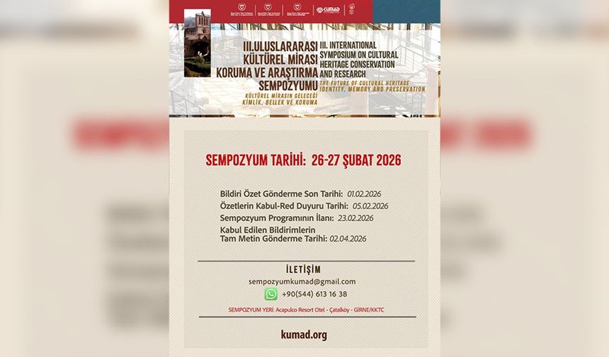 '3. Uluslararası Kültürel Mirası Koruma ve Araştırma Sempozyumu' 26-27 Şubat'ta yapılacak