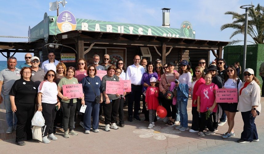 İskele'de kansere karşı farkındalık yürüyüşü düzenlendi