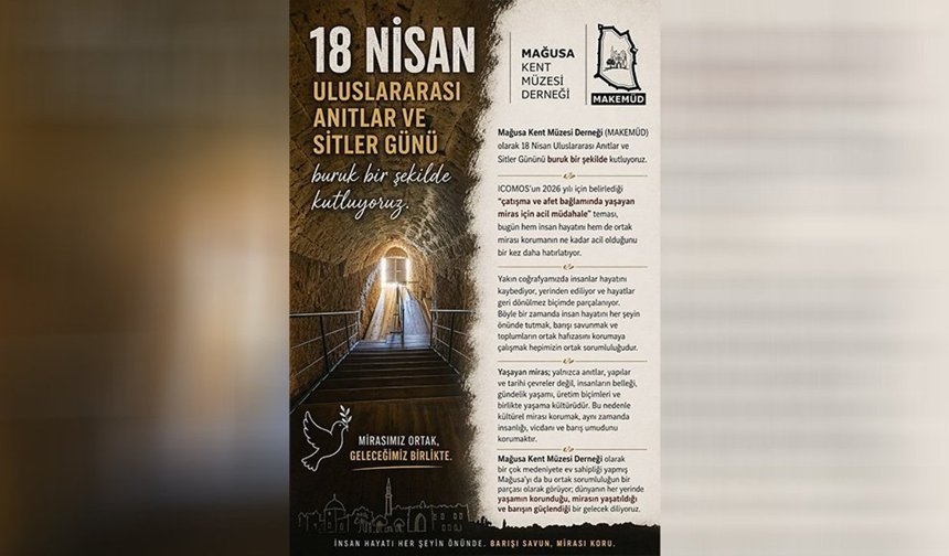 MAKEMÜD, 18 Nisan Uluslararası Anıtlar ve Sitler Günü'nü nedeniyle mesaj yayımladı