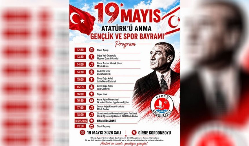 19 Mayıs Atatürk'ü Anma, Gençlik ve Spor Bayramı Girne'de etkinliklerle kutlanacak