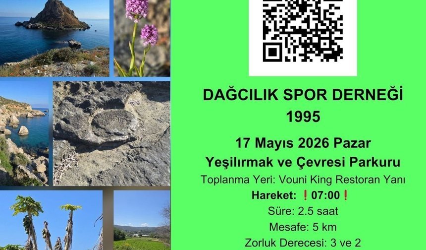 Dağcılık Spor Derneği tarafından pazar günü Yeşilırmak ve çevresinde yürüyüş düzenlenecek