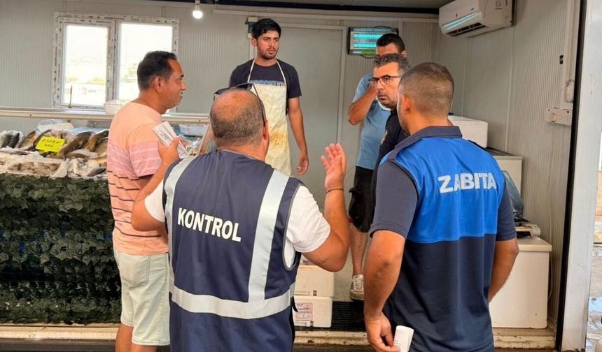 Lefkoşa Merkez Pazarı'nda balık satıcılarına denetim...7 kilo hamisiye el konuldu