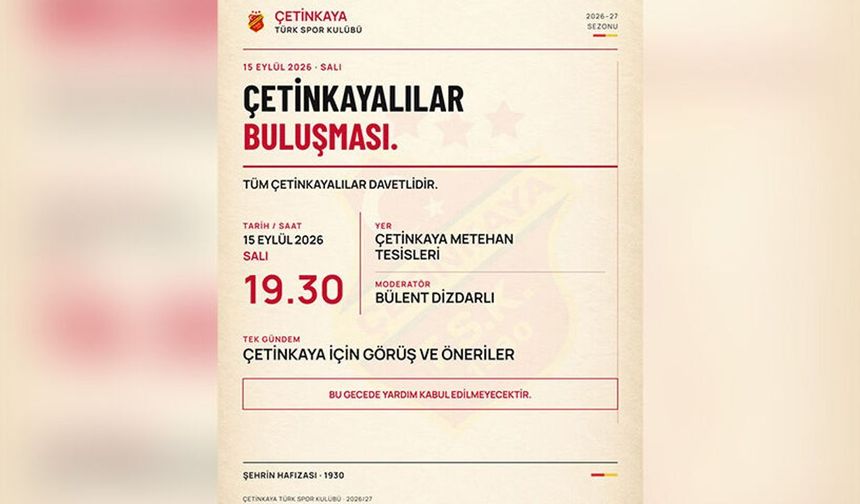 Çetinkaya Camiası 'Çetinkayalılar Buluşması Ve Kokteyli'nde' Bir Araya Geliyor